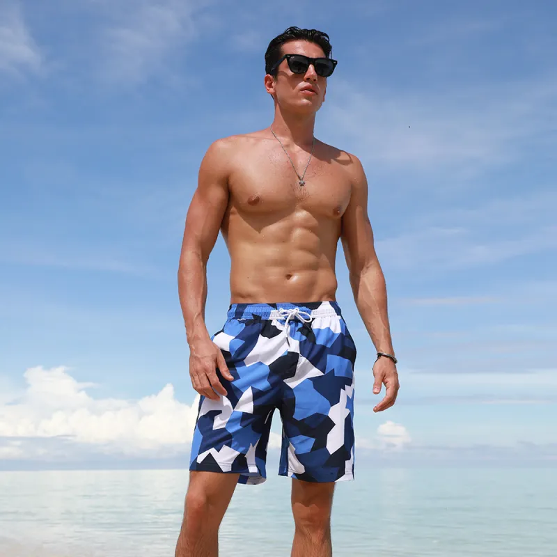 GAILANG Beach Shorts Men's Blue White-4