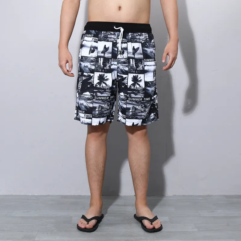 GAILANG Beach Shorts Men's Black White-2