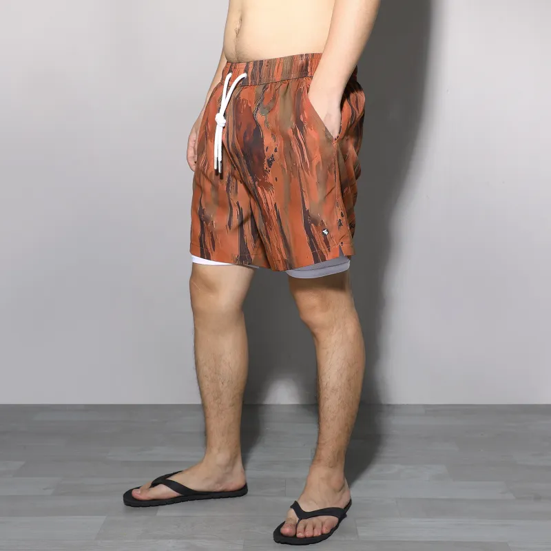 GAILANG Beach Shorts Men Tie Dye Brown-3