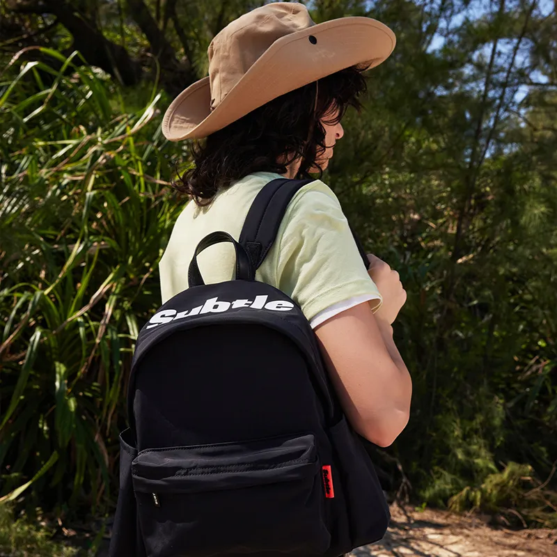 Subtle Nylon Backpack Trumpets Unisex Wood Brown, Mint Purple, Black, Peach Pink-9