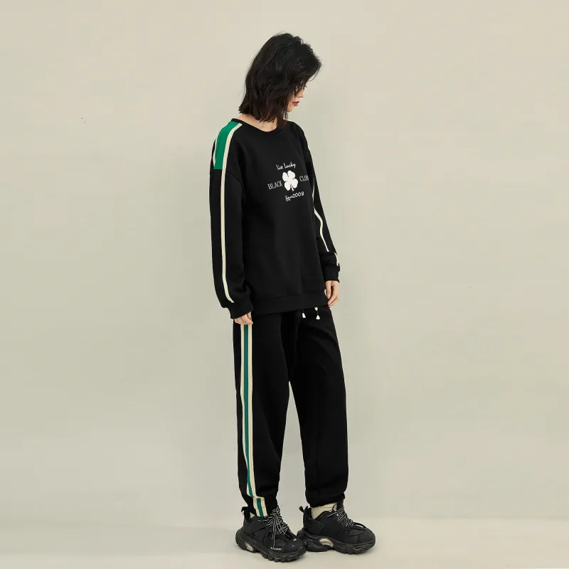 BLACK CLOVER Crew Neck Pullover Sweatshirt Set Unisex Black-7