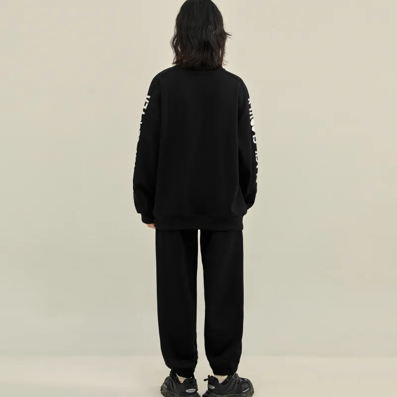 BLACK CLOVER Crew Neck Pullover Sweatshirt Set Unisex Black-27