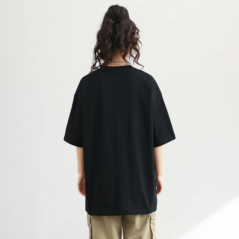 HAVR Casual Drop Shoulder Loose Fit Breathable Short Sleeved T Shirts Unisex-2