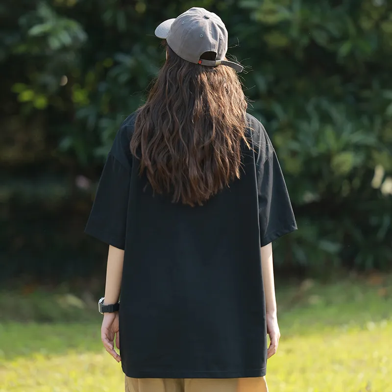 HAVR 100% Cotton Loose Fit Casual Comfortable Versatile Breathable Pullover Crew Neck Short Sleeved T Shirts Unisex-5