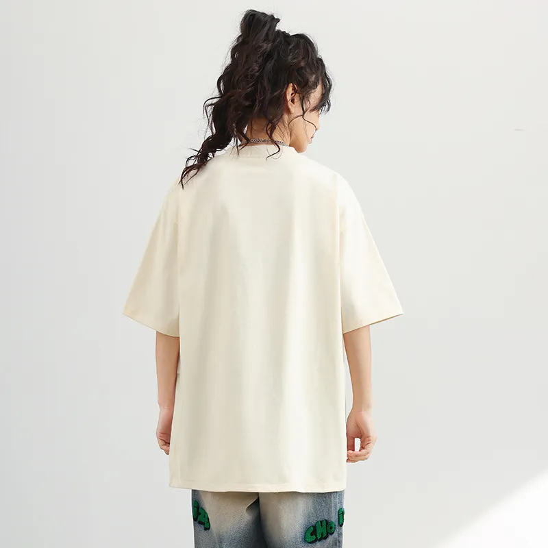 HAVR Casual Drop Shoulder Loose Fit Breathable Short Sleeved T Shirts Unisex-13