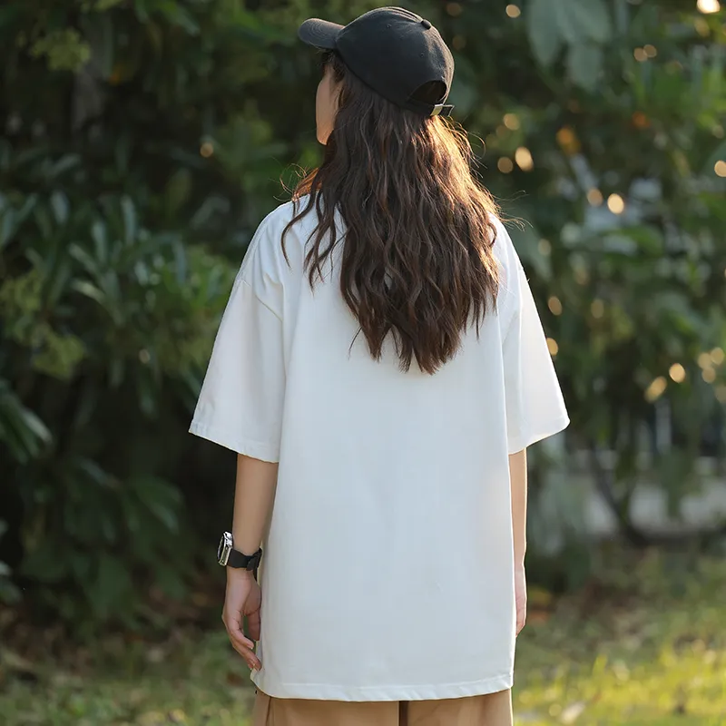 HAVR 100% Cotton Loose Fit Casual Versatile Breathable T-Shirt Unisex-7