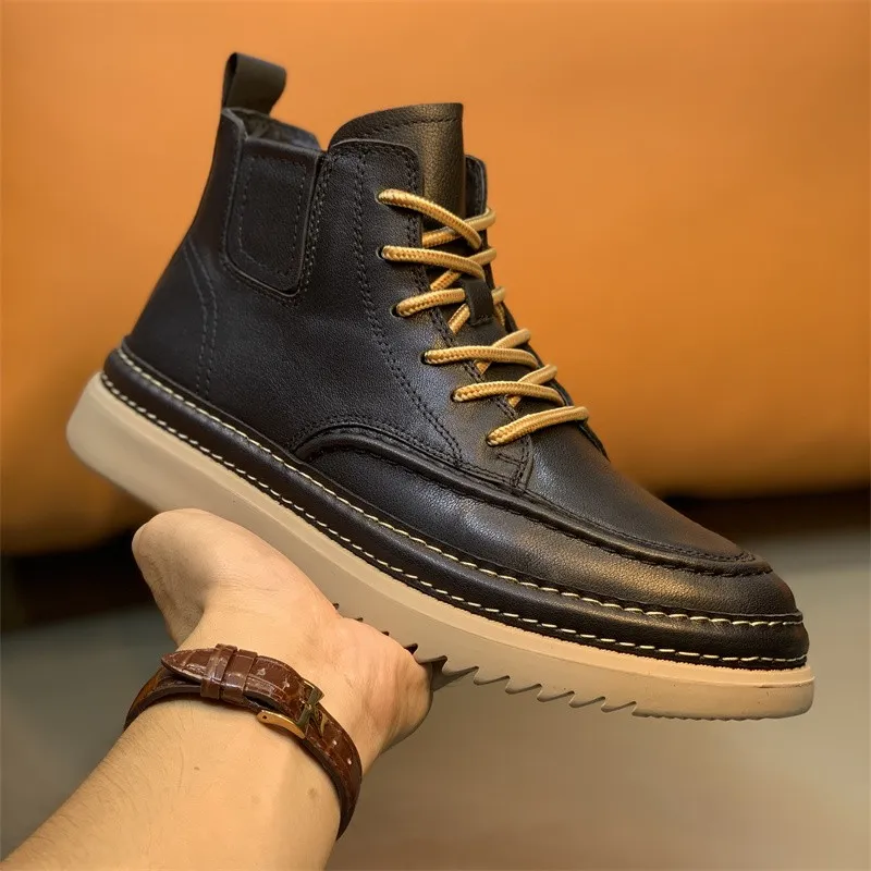 Ruomini Ankle Boots Low Heel Men's-3