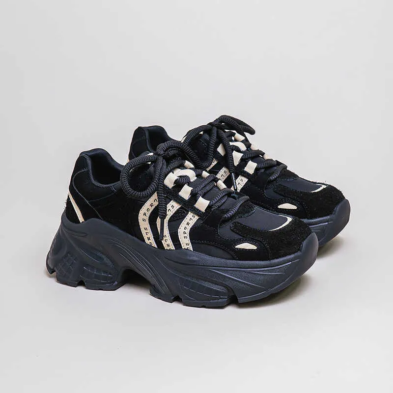 Ruomini Anti-Slip And Wear-Resistant Lightweight Height Increasing Low-Top Chunky Sneakers Women's-4