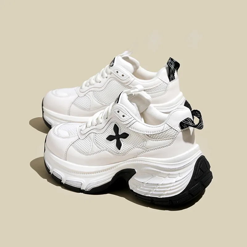 Ruomini Anti Slip Wear Resistant Breathable Height Increasing Low Top Chunky Sneakers Women's-1