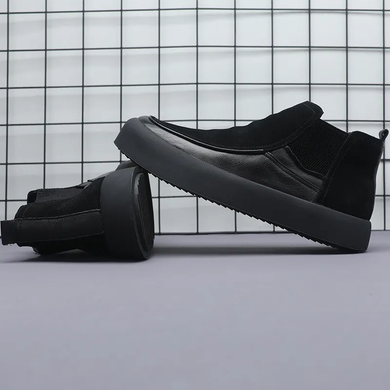 Ruomini Short Chelsea Boots Low Heel Men's Black-3