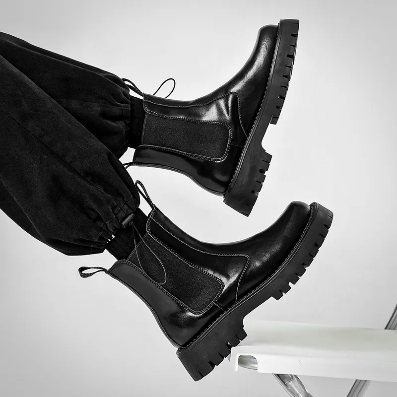 Ruomini Short Chelsea Boots Men's Black-2