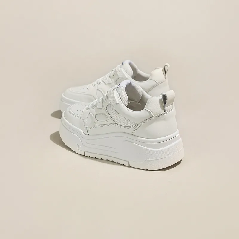 Ruomini Small White Shoes Anti Slip And Wear Resistant Height Increasing Low Top Skateboard Shoes Women's-5