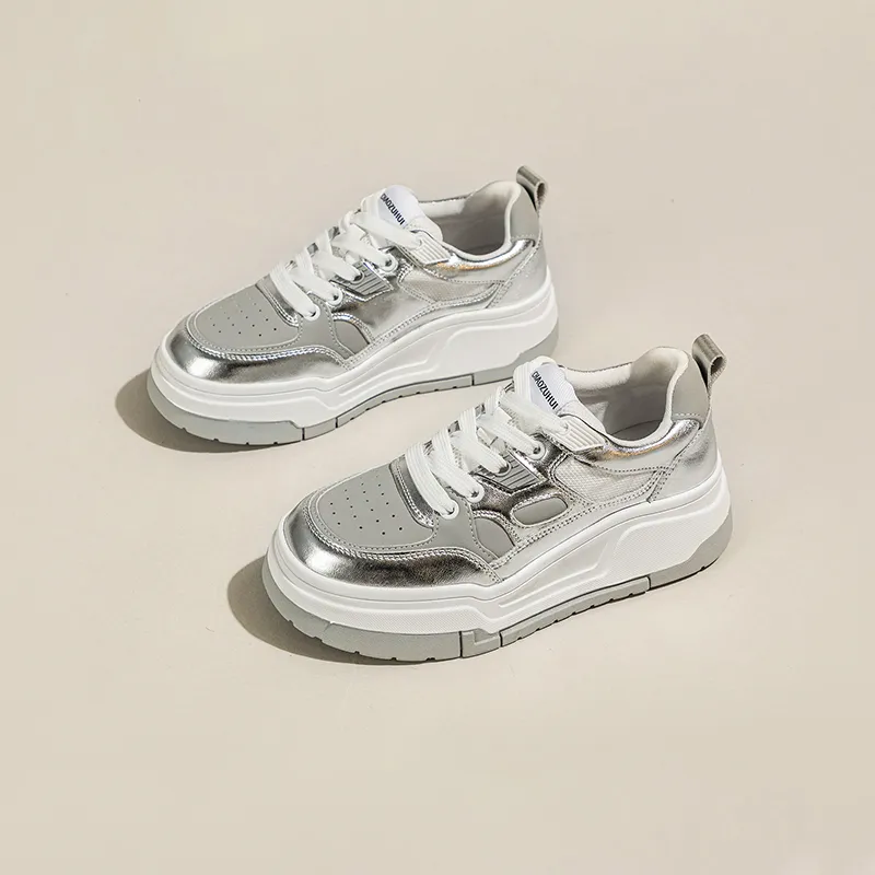 Ruomini Small White Shoes Anti Slip And Wear Resistant Height Increasing Low Top Skateboard Shoes Women's-2