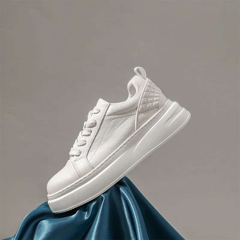 Ruomini Non slip Lightweight Low Top Skateboard Shoes Men's White-1