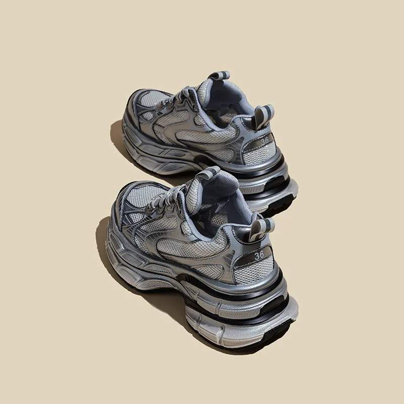 Ruomini Anti Slip Wear Resistant Breathable Lightweight Height Increasing Low Top Chunky Sneakers Women's-4