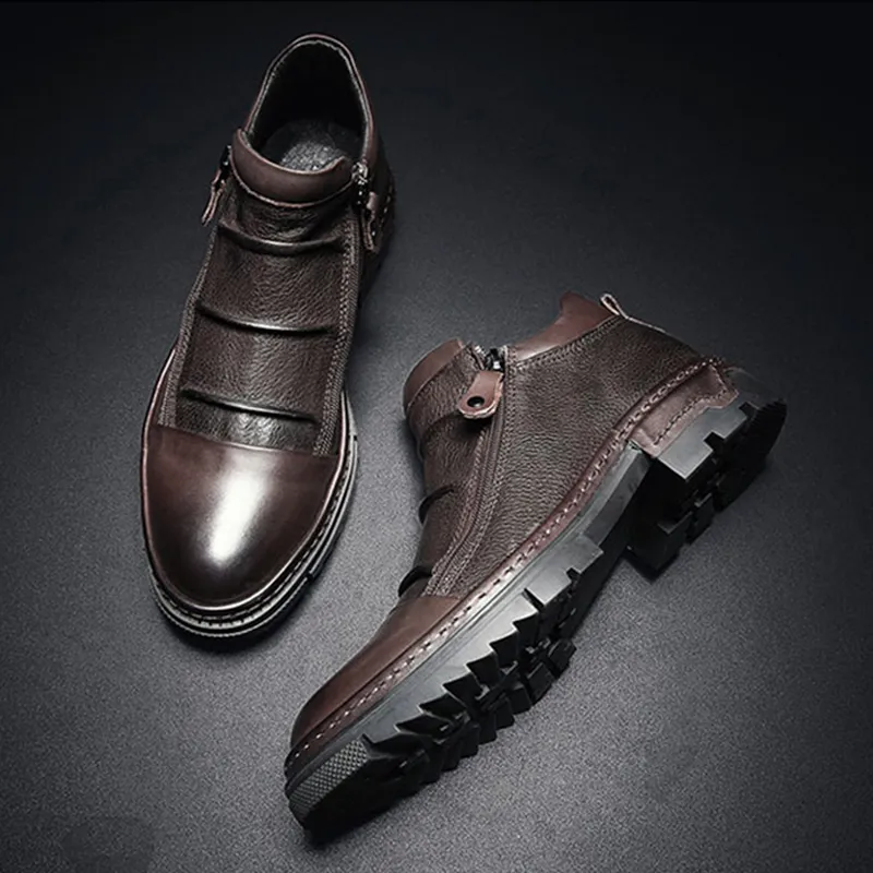 Ruomini Ankle Boots Men Black, Brown-8