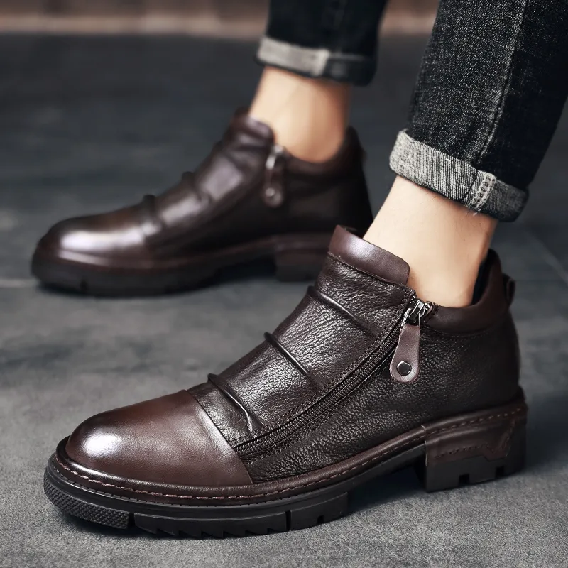 Ruomini Ankle Boots Men Black, Brown-7