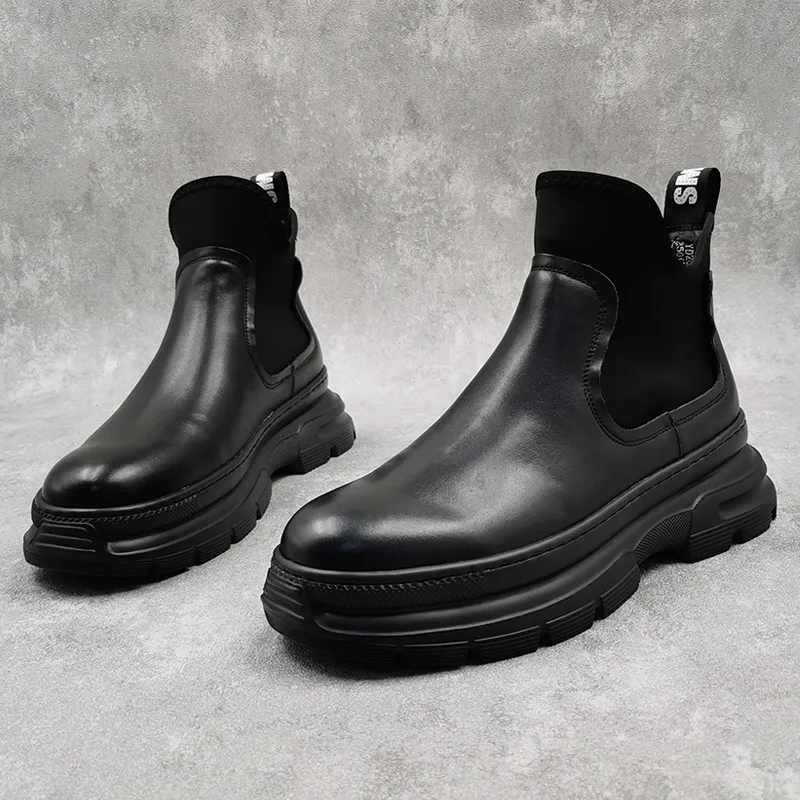 Ruomini Short Chelsea Boots Men's Black-4