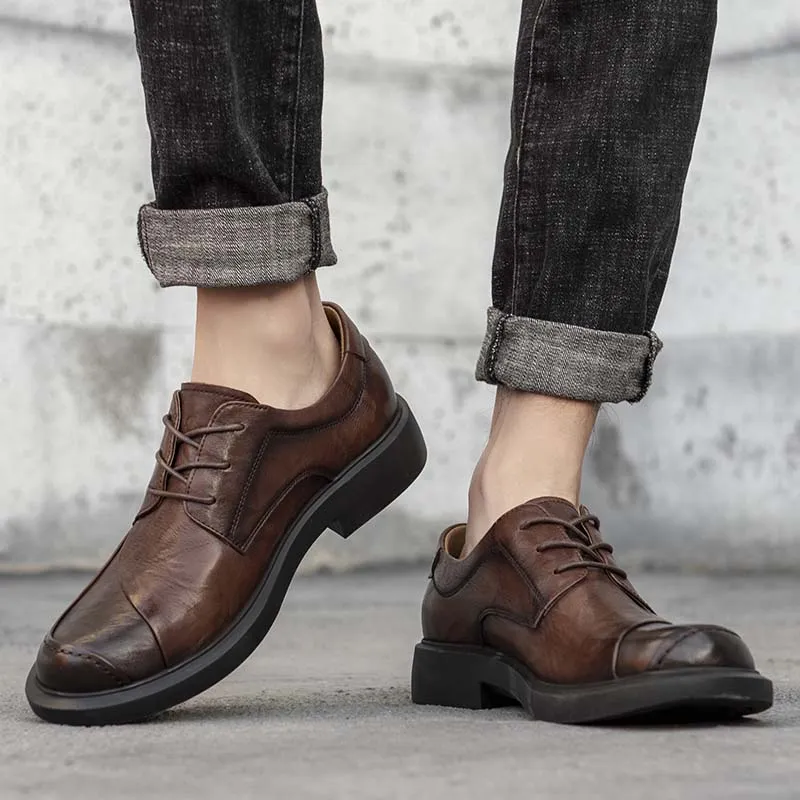 Ruomini Dress Shoes Men Low Top Brown, Black-4