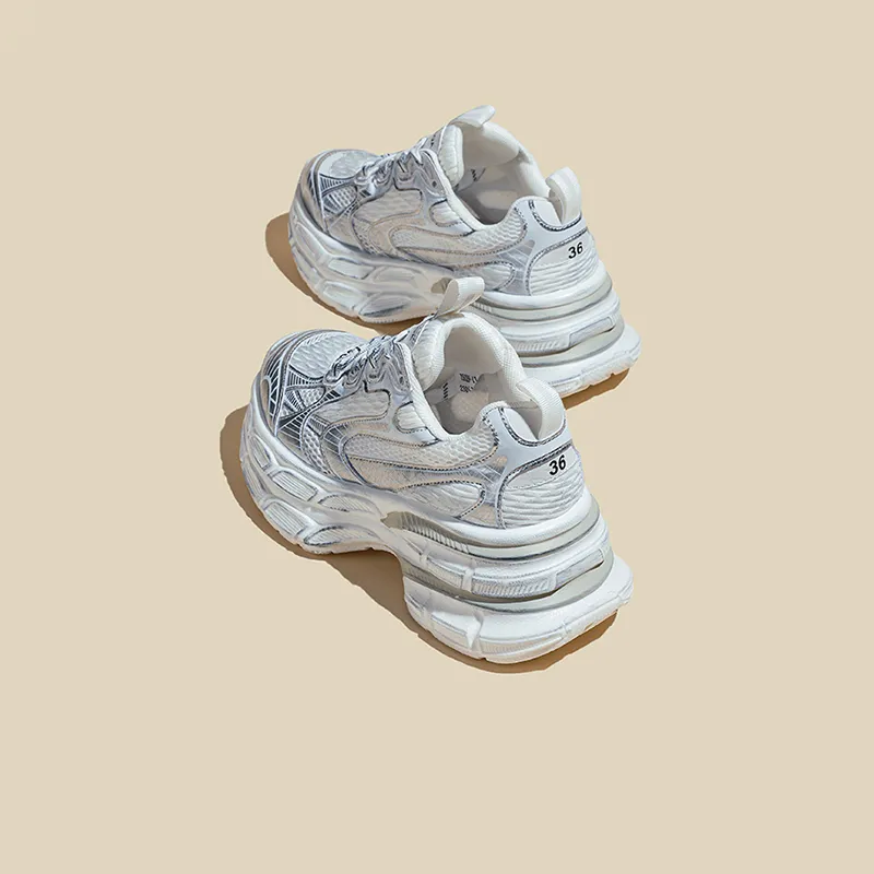 Ruomini Anti Slip Wear Resistant Breathable Lightweight Height Increasing Low Top Chunky Sneakers Women's-1