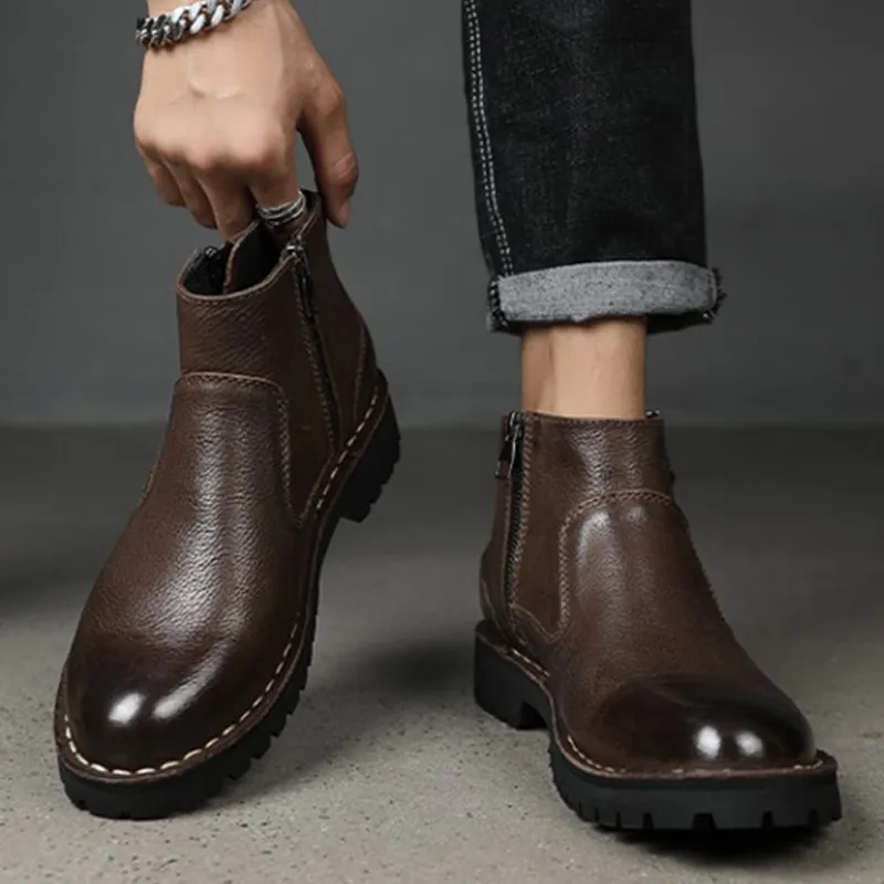 Ruomini Ankle Boots Men Brown, Black-2