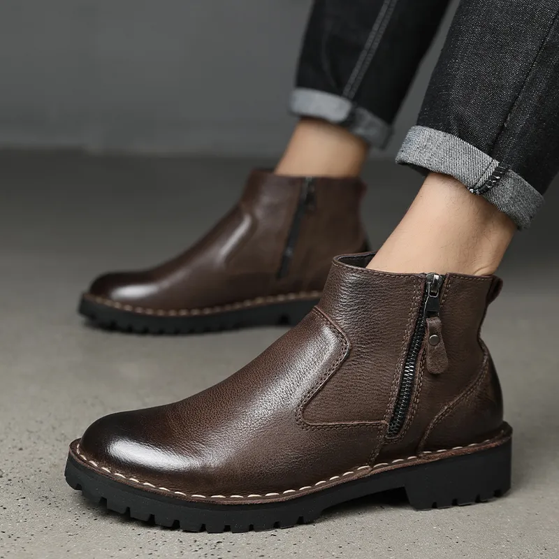 Ruomini Ankle Boots Men Brown, Black-1