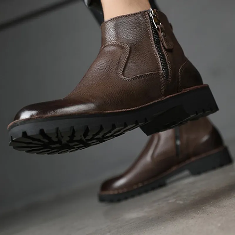 Ruomini Ankle Boots Men Brown, Black-4
