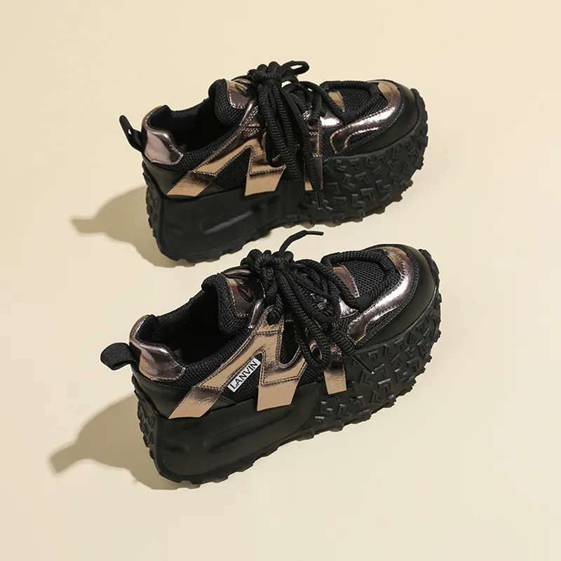 Ruomini Anti Slip And Wear Resistant Lightweight Height Increasing Low Top Chunky Sneakers Women's-6