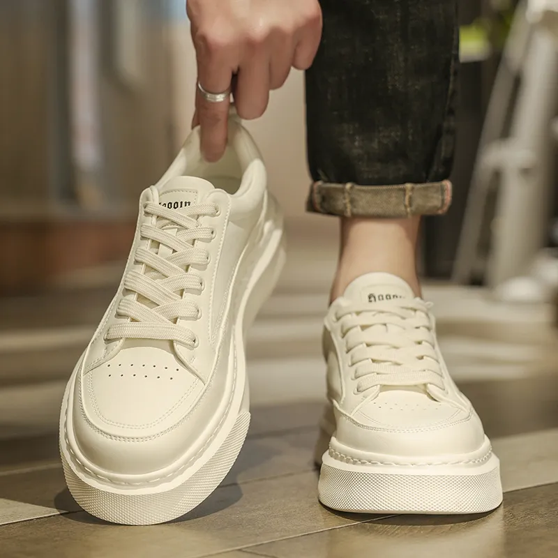 Ruomini Non slip Lightweight Low Top Skateboard Shoes Men's White-1