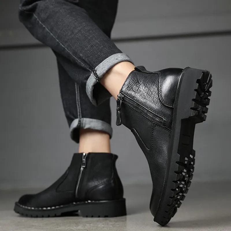 Ruomini Ankle Boots Men Brown, Black-9