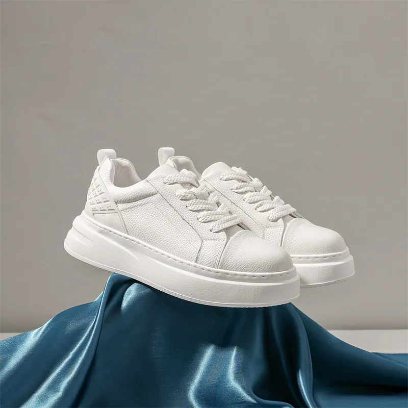 Ruomini Non slip Lightweight Low Top Skateboard Shoes Men's White-3