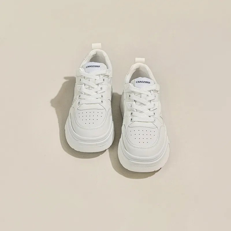 Ruomini Small White Shoes Anti Slip And Wear Resistant Height Increasing Low Top Skateboard Shoes Women's-4