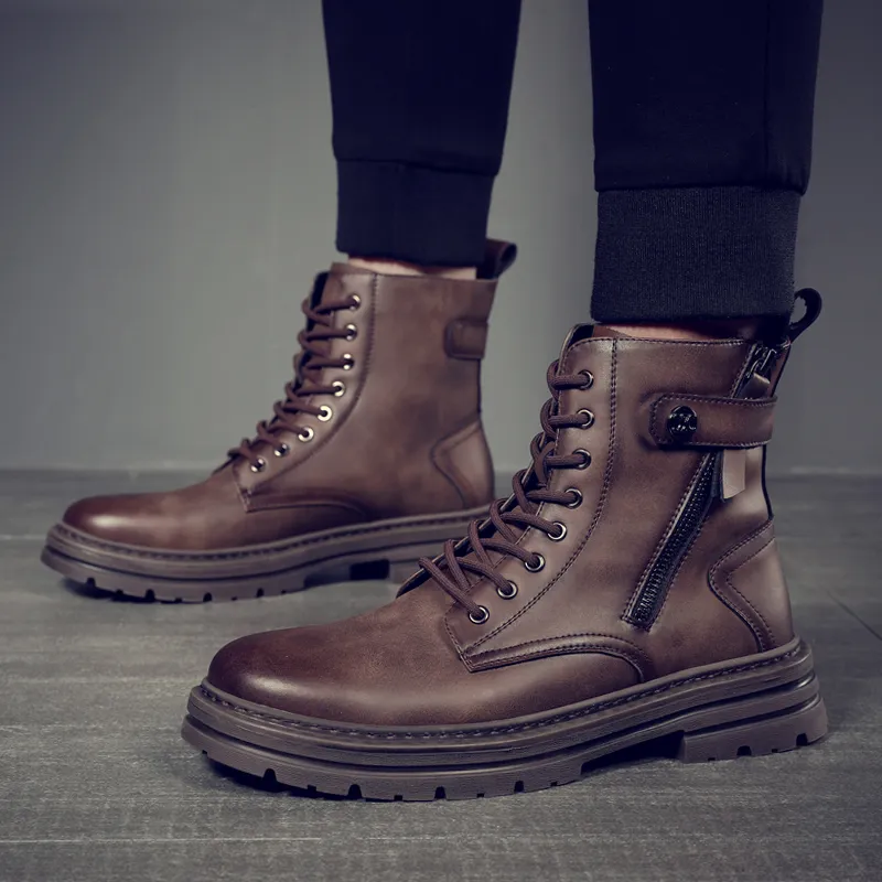 Ruomini Short Martin Boot Men's Brown-7