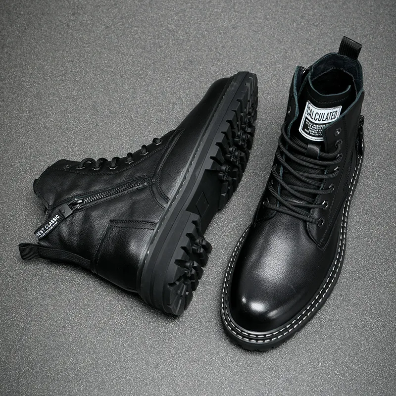 Ruomini Crew Martin Boot Low Heel Men's-3