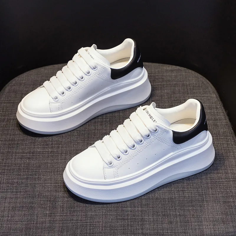 Ruomini Small White Shoes Anti Slip And Wear Resistant Height Increasing Low Top Skateboard Shoes Women's-1