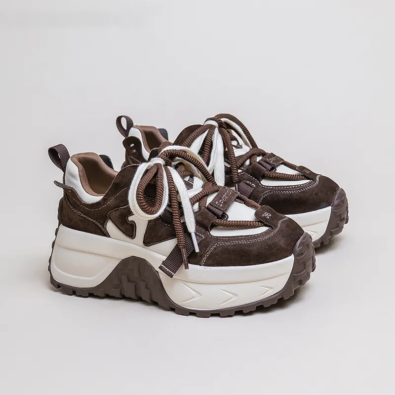 Ruomini Anti-Slip And Wear-Resistant Lightweight Height Increasing Low-Top Chunky Sneakers Women's-1