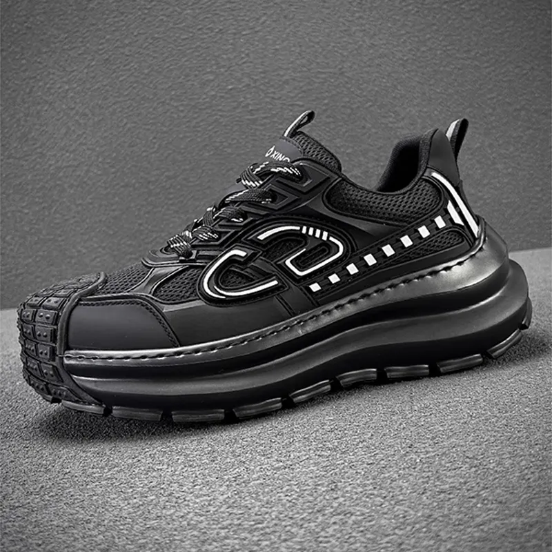 Ruomini Breathable Low Top Chunky Sneakers Men's Black-1