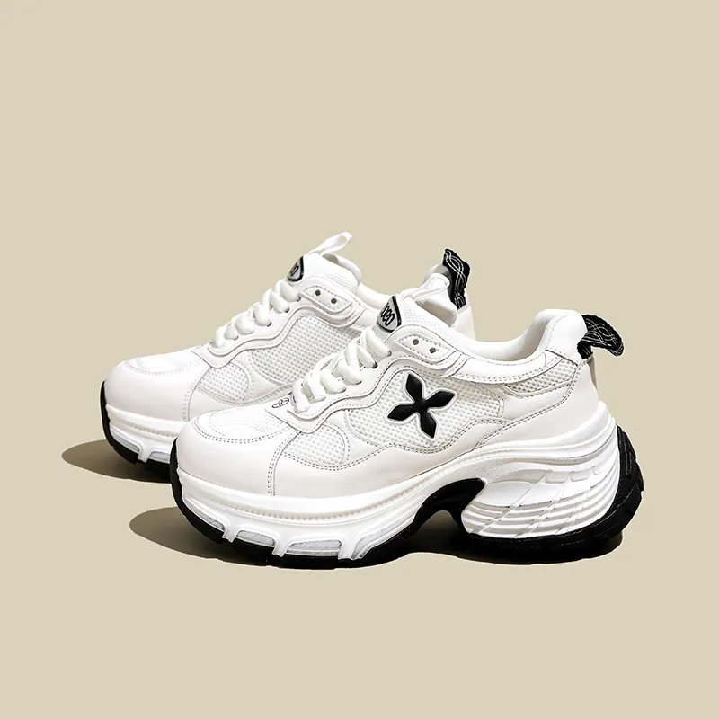 Ruomini Anti Slip Wear Resistant Breathable Height Increasing Low Top Chunky Sneakers Women's-2