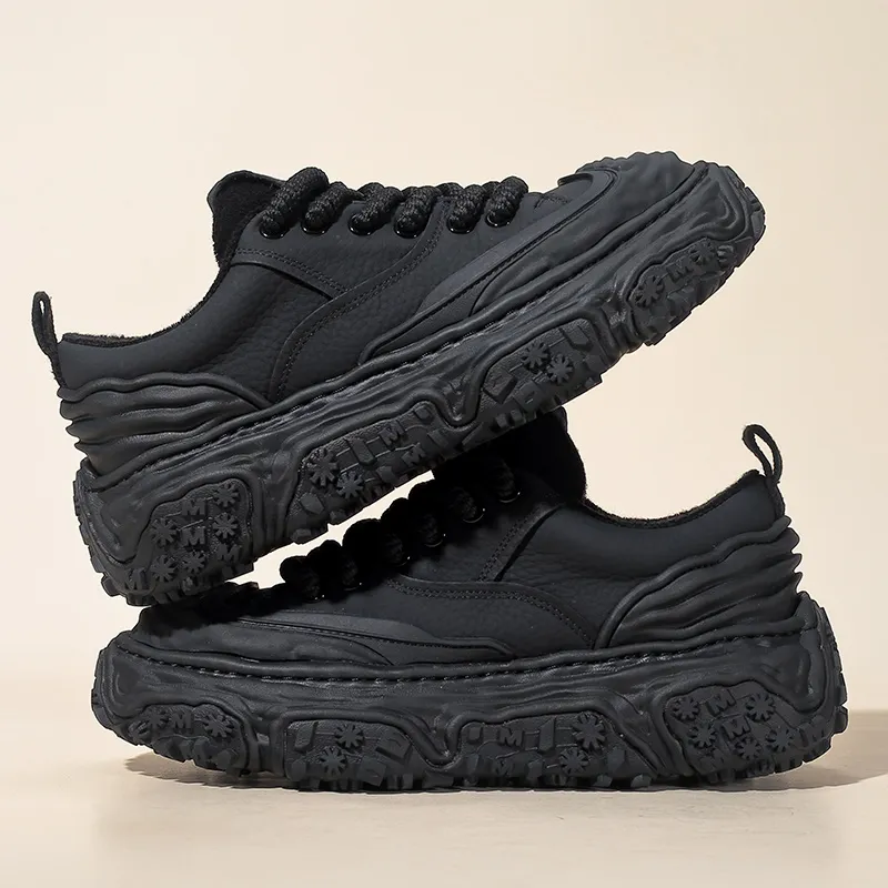 Ruomini Slip Resistant Height Increasing Low Top Casual Shoes Men's Black-3