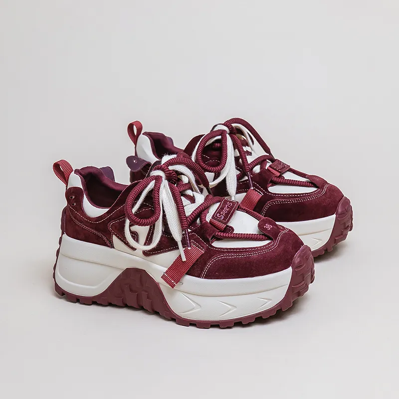 Ruomini Anti-Slip And Wear-Resistant Lightweight Height Increasing Low-Top Chunky Sneakers Women's-5