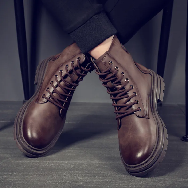 Ruomini Short Martin Boot Men's Brown-2