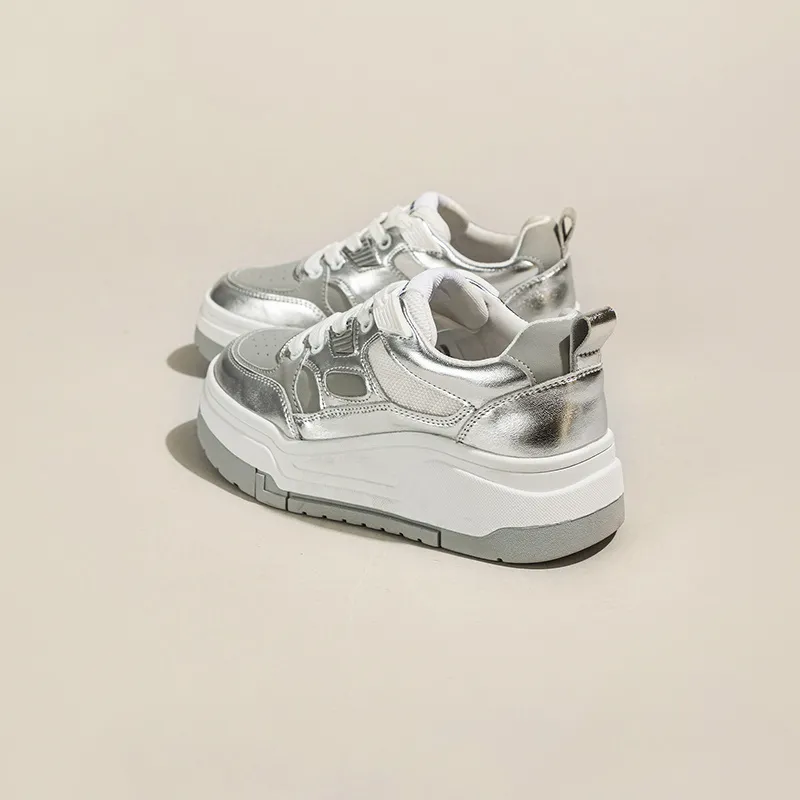 Ruomini Small White Shoes Anti Slip And Wear Resistant Height Increasing Low Top Skateboard Shoes Women's-1
