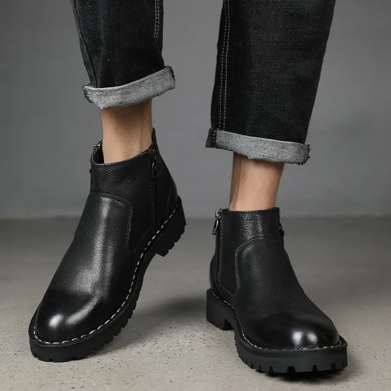Ruomini Ankle Boots Men Brown, Black-7