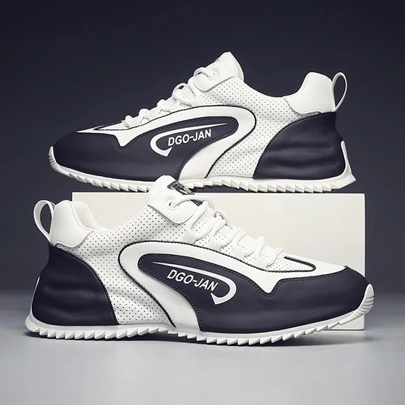Ruomini Breathable Low Top Casual Shoes Men's White Black-3