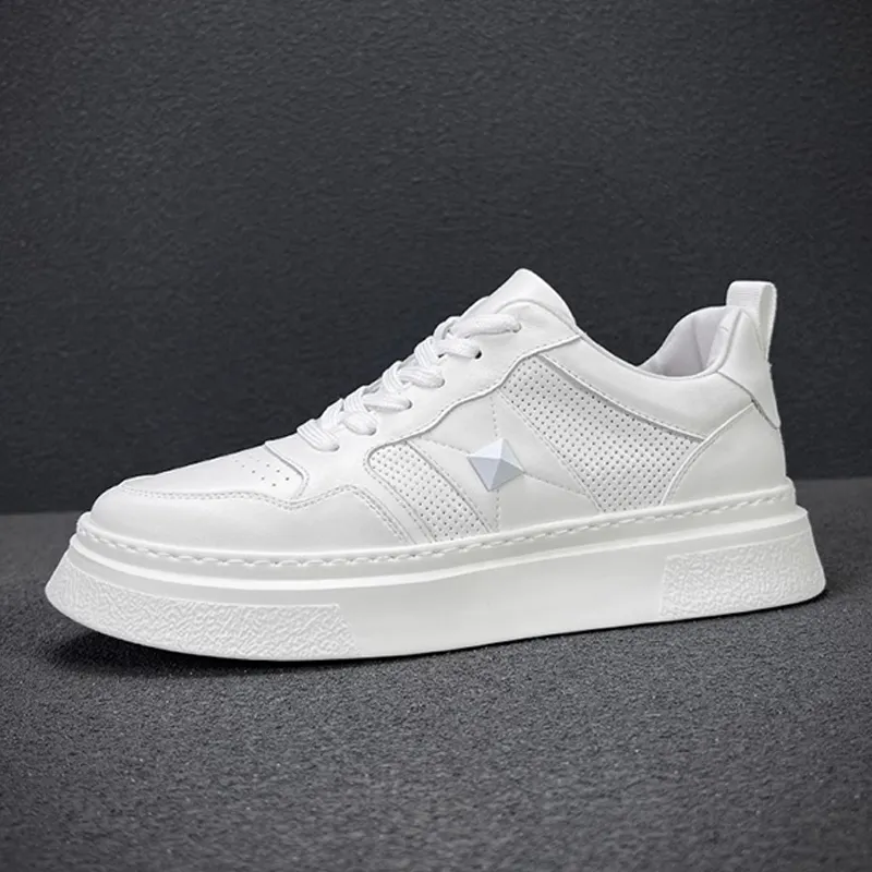 Ruomini Breathable Low Top Skateboard Shoes Men's White-1