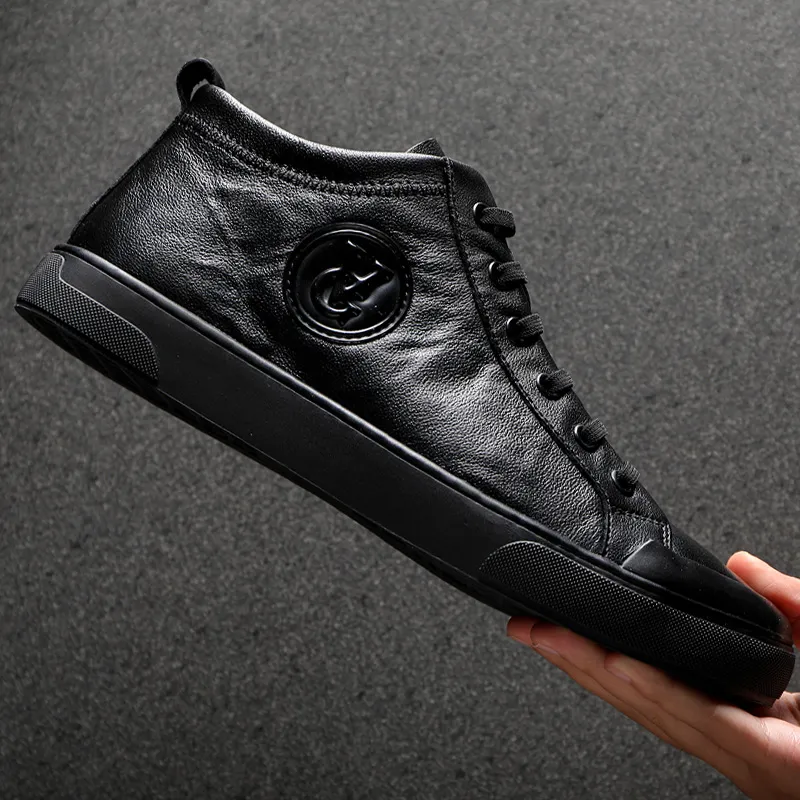Ruomini High-Top Skateboard Shoes Men's Black-4