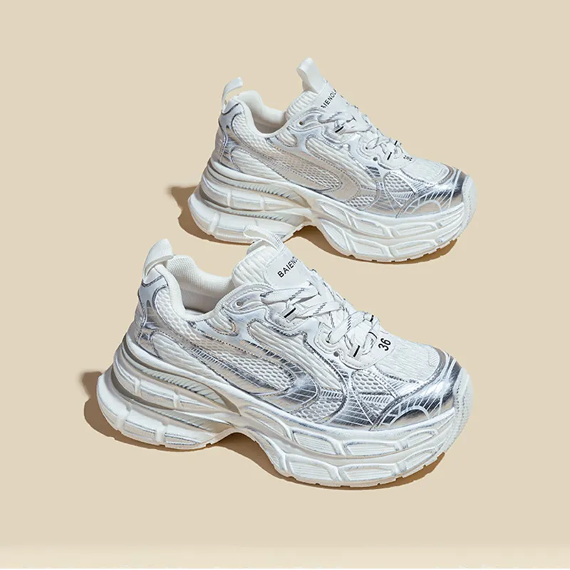 Ruomini Anti Slip Wear Resistant Breathable Lightweight Height Increasing Low Top Chunky Sneakers Women's-2