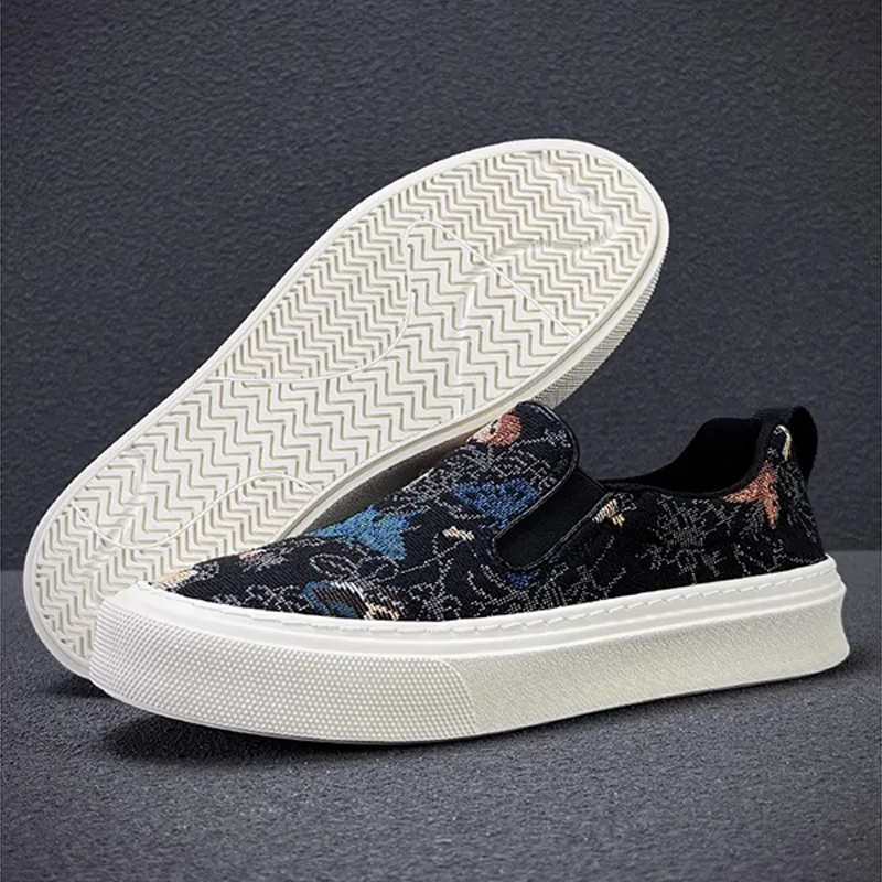 Ruomini Breathable Low Top Canvas Shoes Men's Black-5