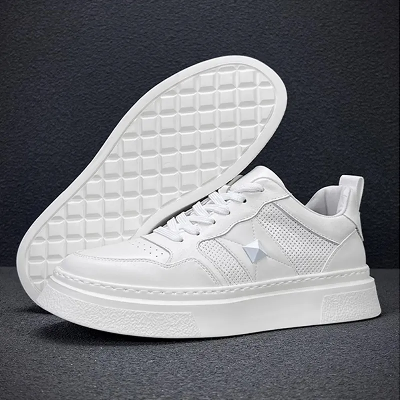 Ruomini Breathable Low Top Skateboard Shoes Men's White-5