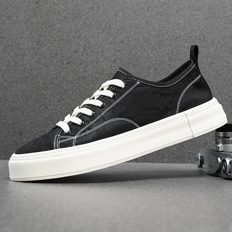 Ruomini Low-Top Canvas Shoes Men's Black-1